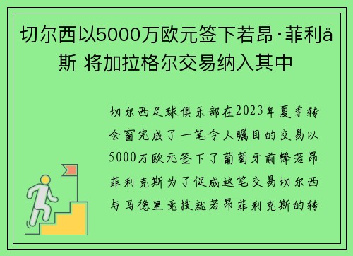 切尔西以5000万欧元签下若昂·菲利克斯 将加拉格尔交易纳入其中